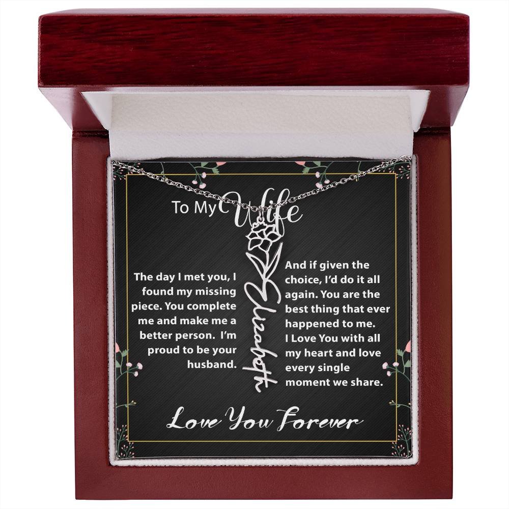 Custom Flower Name Necklace - Message Card Jewelry - Jewelry Inns
