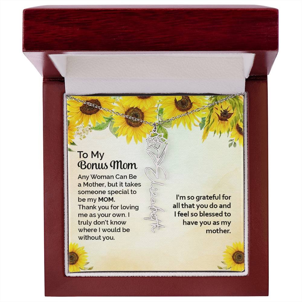 Custom Flower Name Necklace Gift To My Bonus Mom #e313 - Image 36