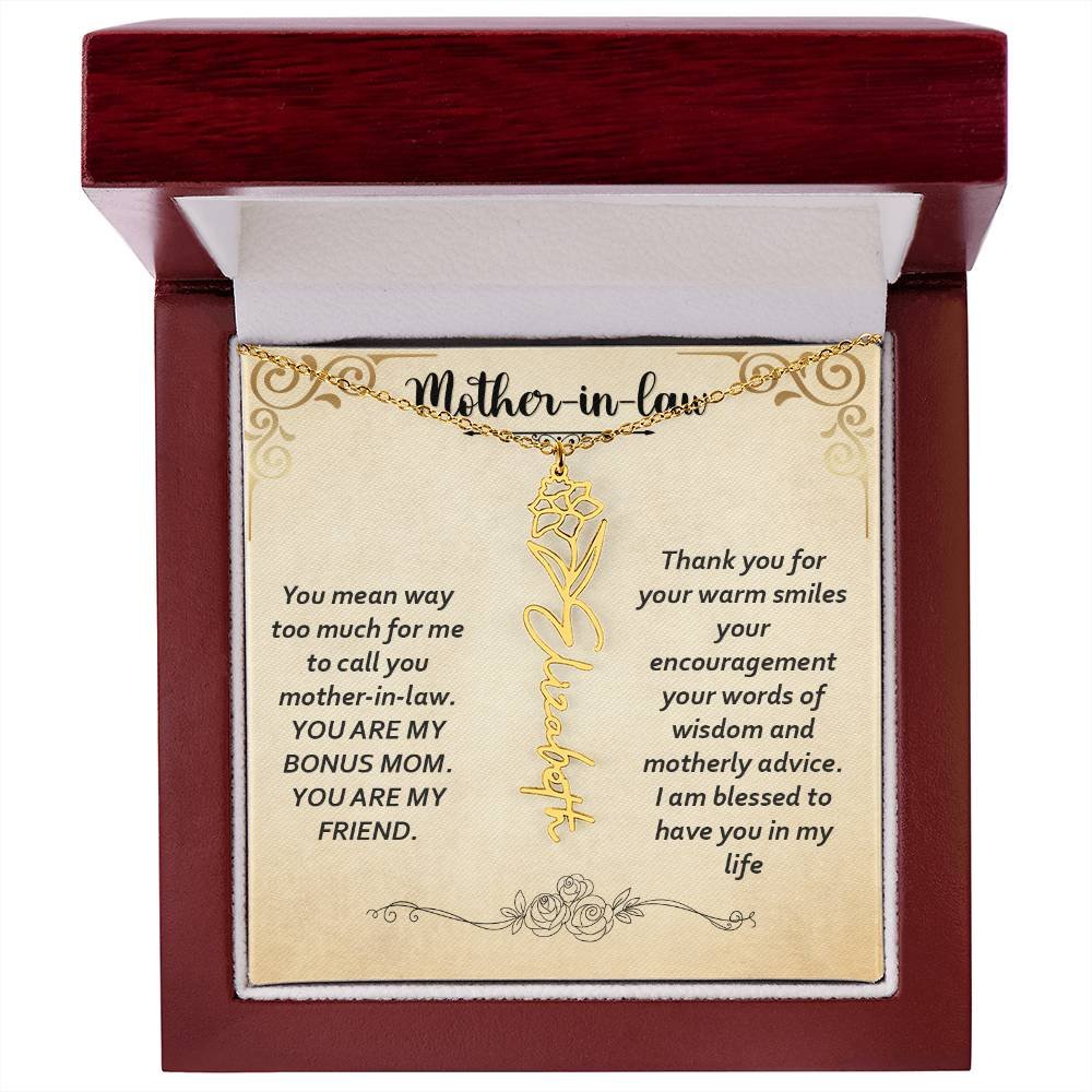 Flower Name Necklace - Custom Flower Name Necklace - Jewelry Inns