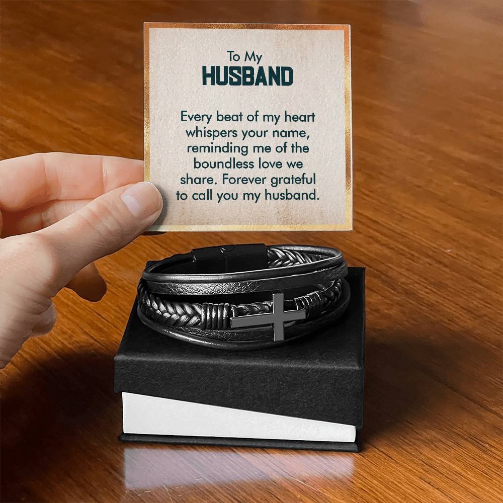 Cross Leather Bracelet - Custom Message Card Jewelry - Jewelry Inns