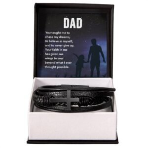 Cross Leather Bracelet Gift For Dad #e318
