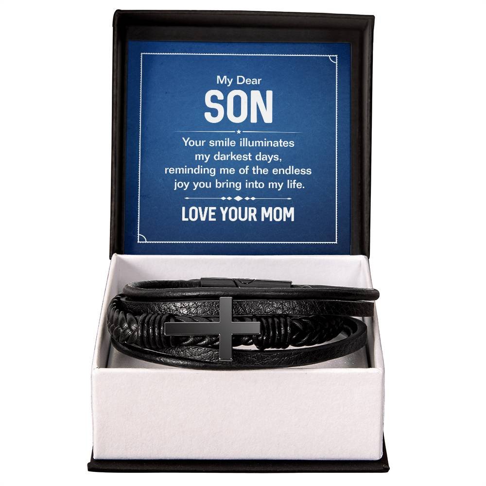 Cross Leather Bracelet Gift For Son #e319 - Image 2