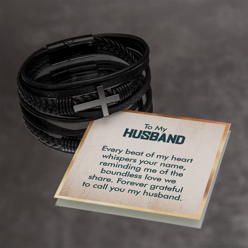 Cross Leather Bracelet - Custom Message Card Jewelry - Jewelry Inns