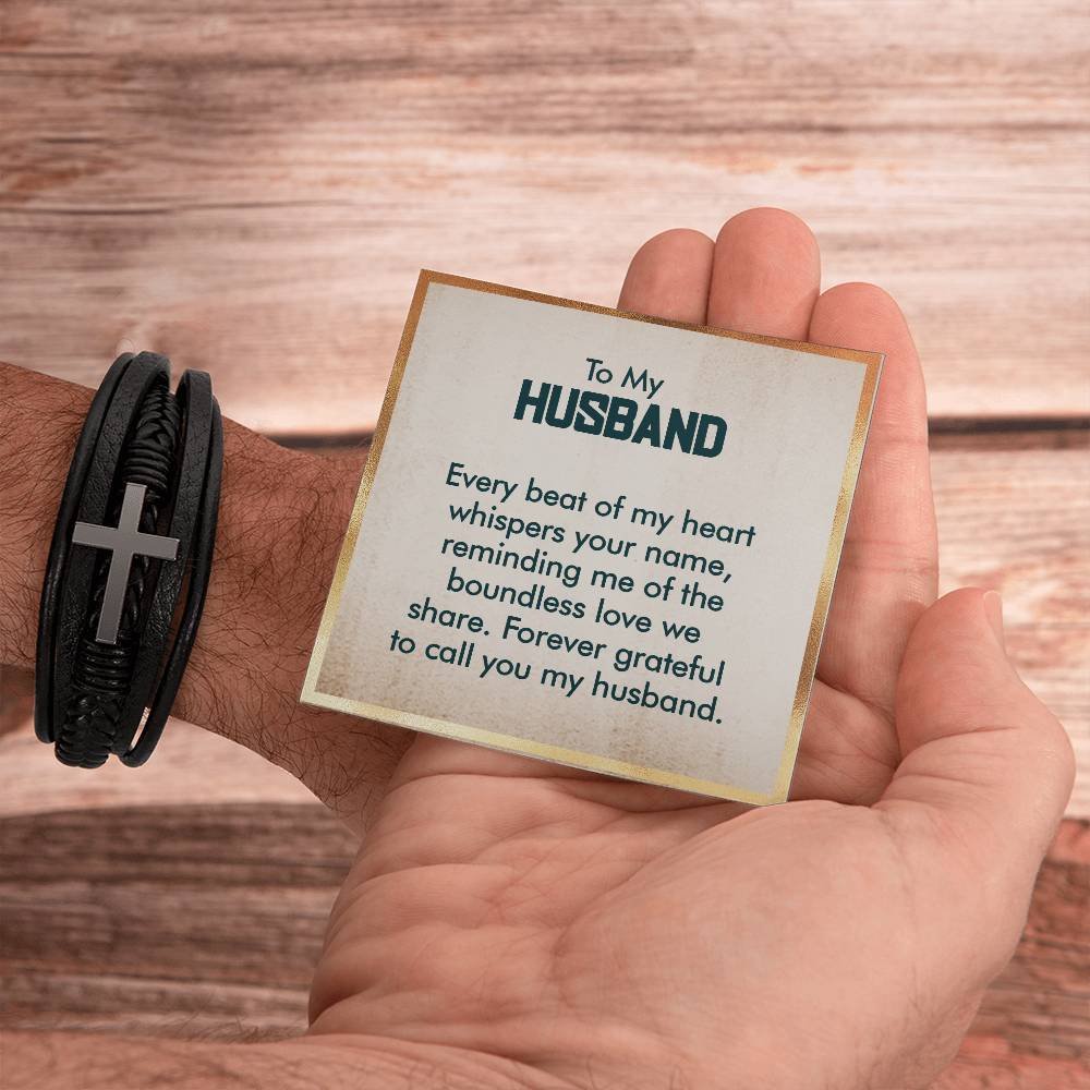 Cross Leather Bracelet - Custom Message Card Jewelry - Jewelry Inns