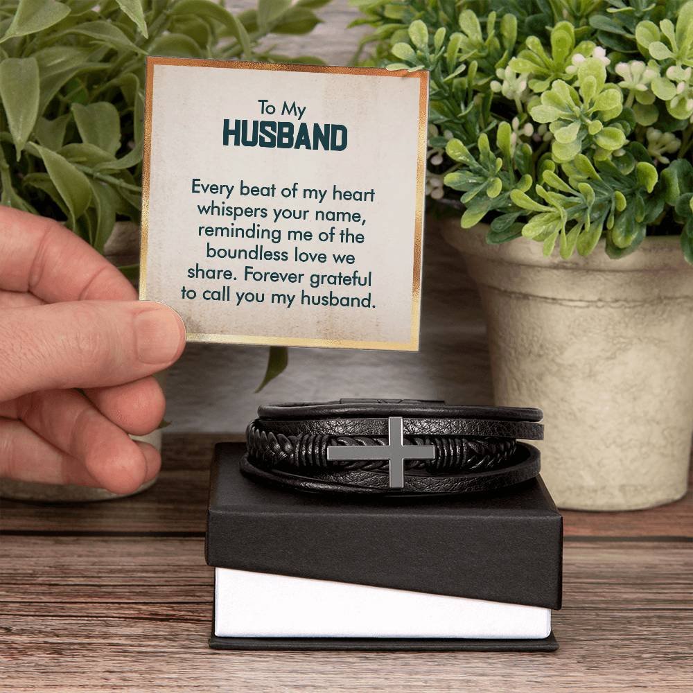 Cross Leather Bracelet - Custom Message Card Jewelry - Jewelry Inns