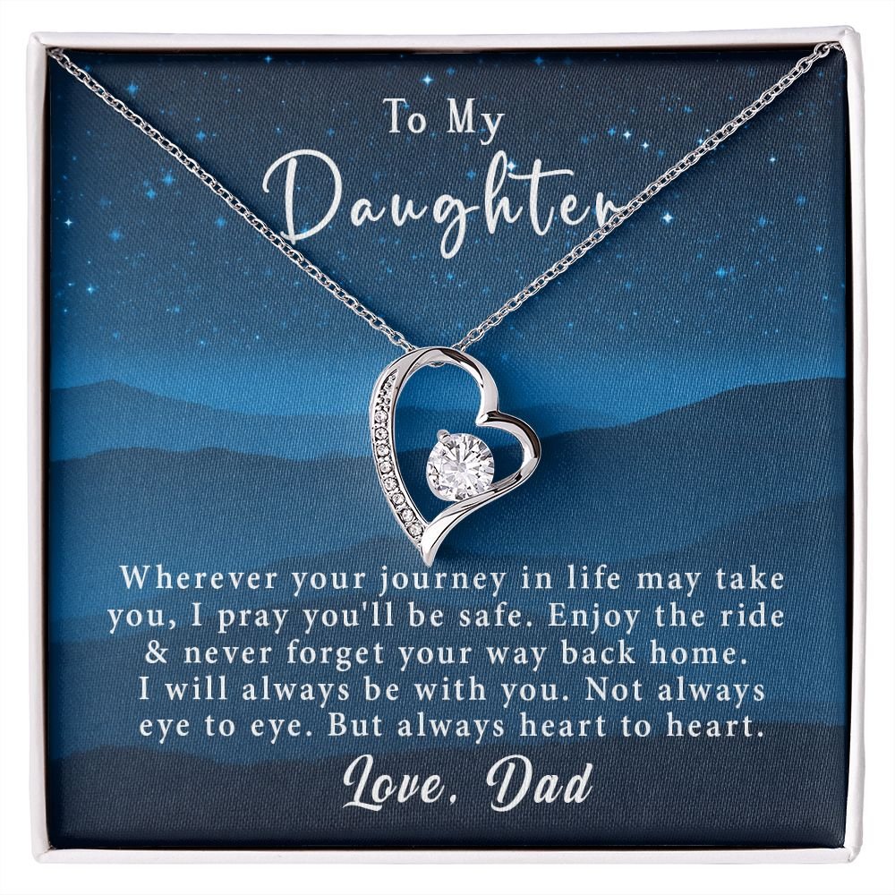 To My Daughter Forever Love Necklace Gift From Dad - Always heart to heart #e220 - Image 2