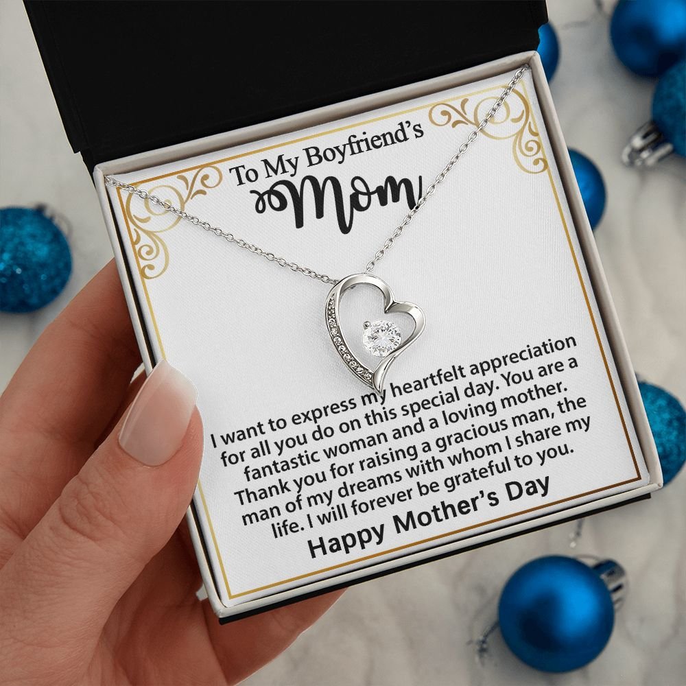 Gift For Boyfriend's Mom - To My Boyfriend's Mom Necklace, Mother's Day Birthday Ideas, Forever Love Jewelry Message Card For BF's Mother #e262 - Image 9