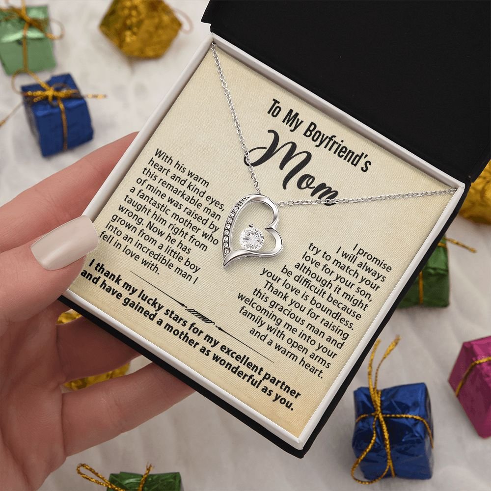To My Boyfriend's Mom Necklace, Gift for Boyfriend's Mom, Mother's Day Birthday Ideas, Message Card Jewelry Present For BF's Mother #e259 - Image 2
