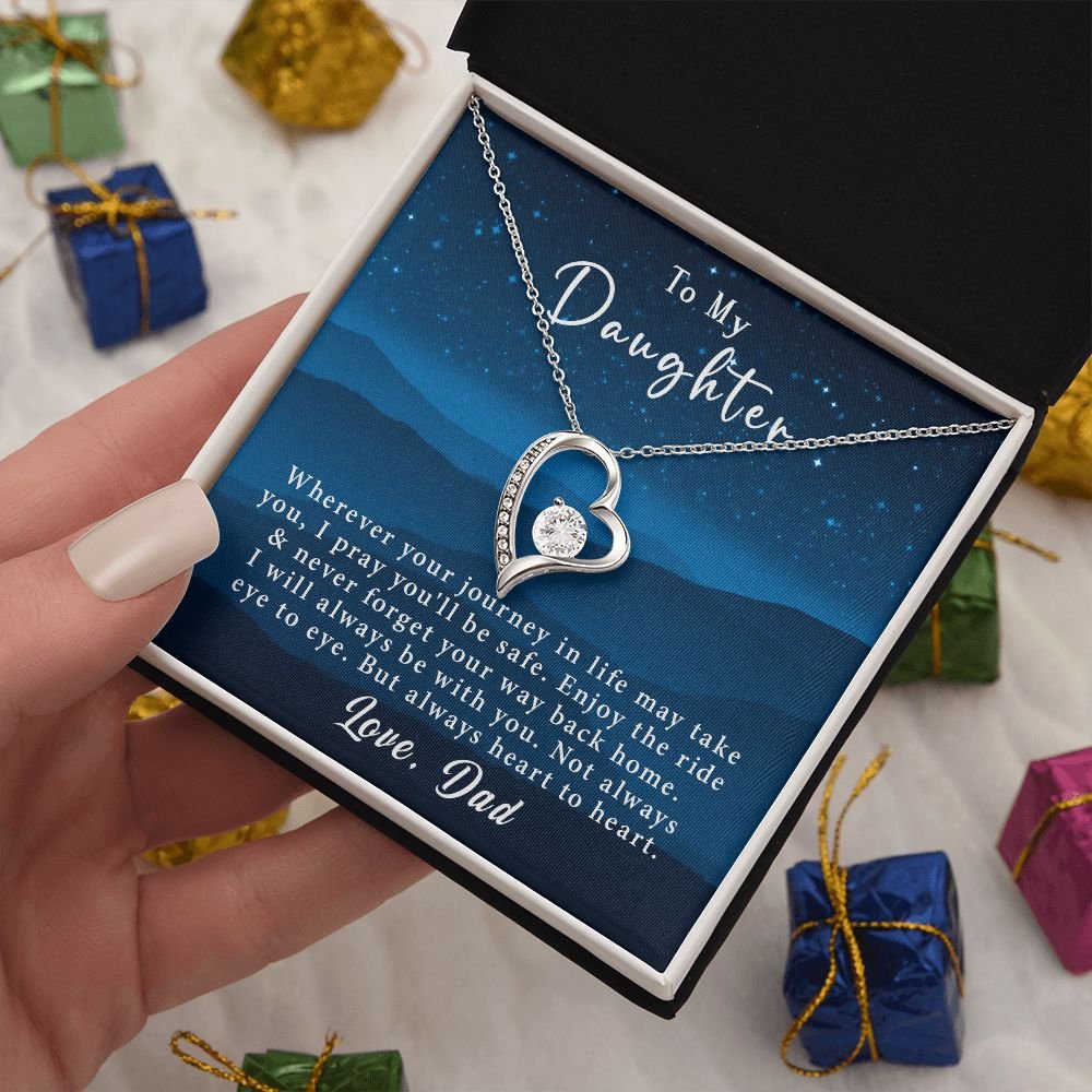 To My Daughter Forever Love Necklace Gift From Dad - Always heart to heart #e220 - Image 3