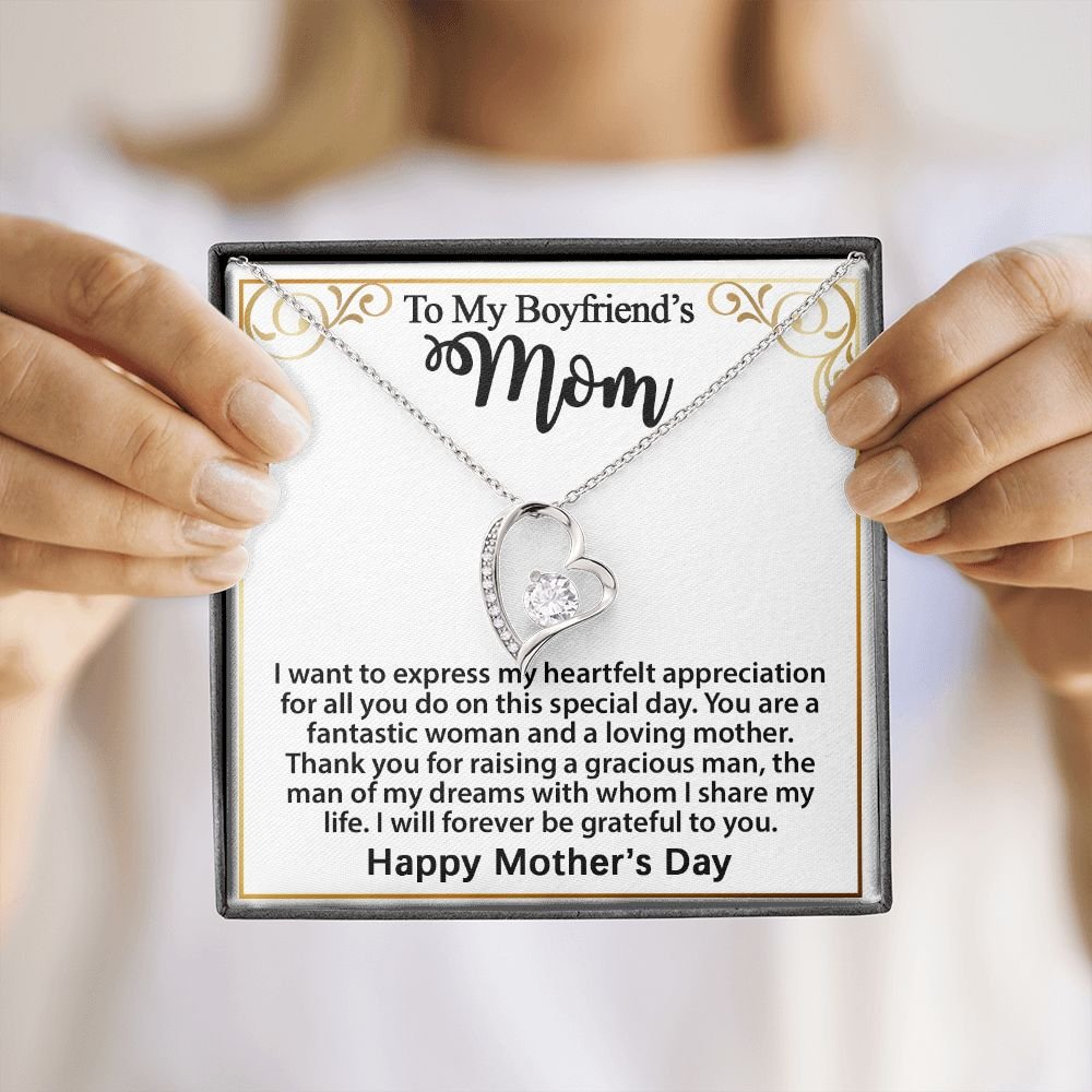 Gift For Boyfriend's Mom - To My Boyfriend's Mom Necklace, Mother's Day Birthday Ideas, Forever Love Jewelry Message Card For BF's Mother #e262 - Image 10