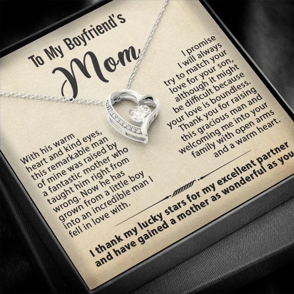 To My Boyfriend's Mom Necklace, Gift for Boyfriend's Mom, Mother's Day Birthday Ideas, Message Card Jewelry Present For BF's Mother #e259 - Image 10