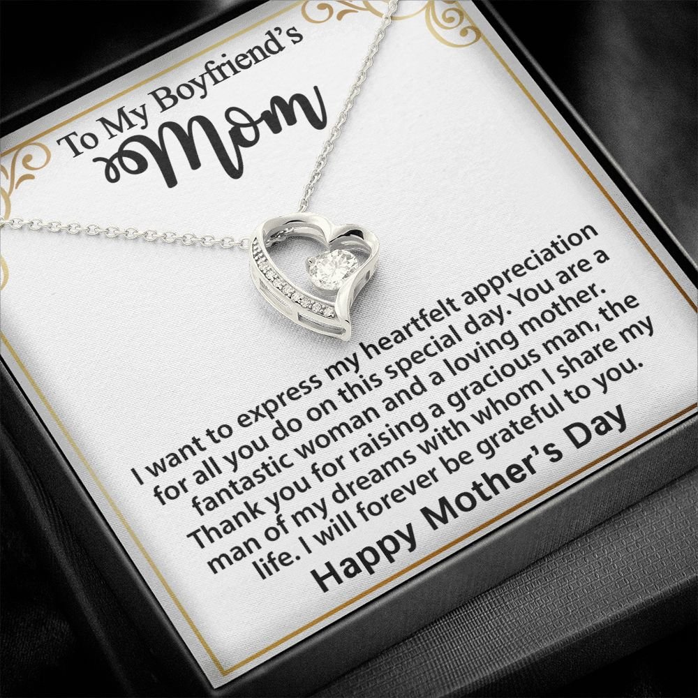 Gift For Boyfriend's Mom - To My Boyfriend's Mom Necklace, Mother's Day Birthday Ideas, Forever Love Jewelry Message Card For BF's Mother #e262 - Image 11