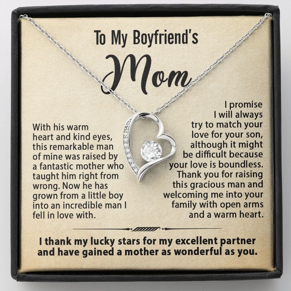 To My Boyfriend's Mom Necklace, Gift for Boyfriend's Mom, Mother's Day Birthday Ideas, Message Card Jewelry Present For BF's Mother #e259 - Image 14