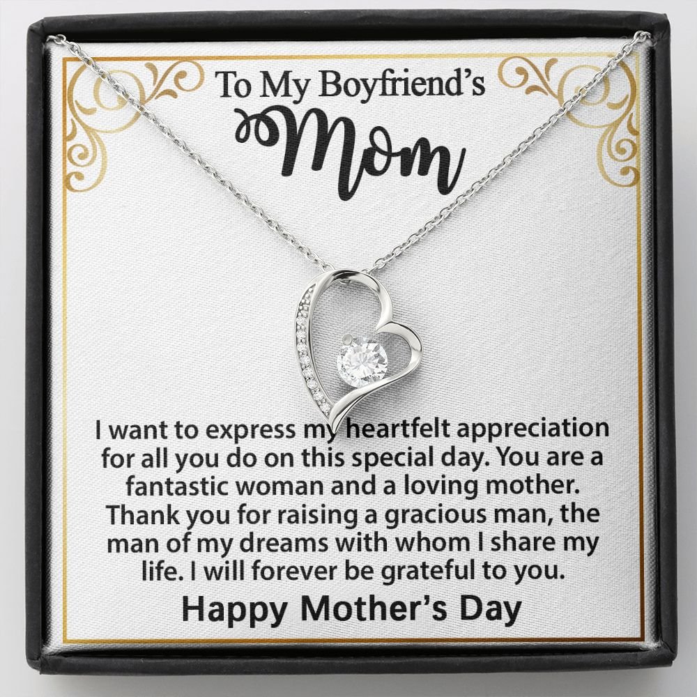 Gift For Boyfriend's Mom - To My Boyfriend's Mom Necklace, Mother's Day Birthday Ideas, Forever Love Jewelry Message Card For BF's Mother #e262 - Image 16