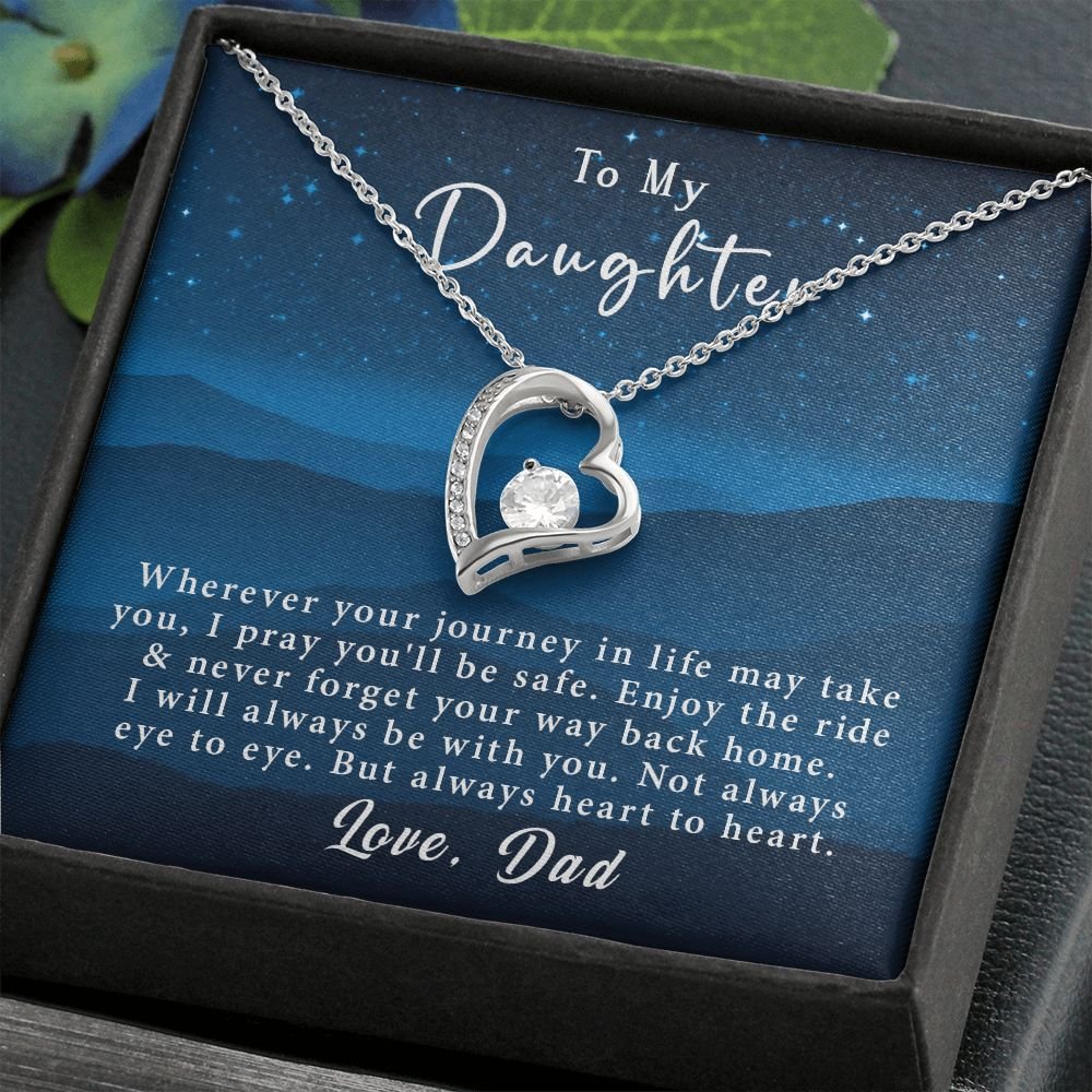 To My Daughter Forever Love Necklace Gift From Dad - Always heart to heart #e220 - Image 4