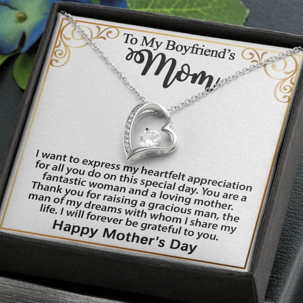 Gift For Boyfriend's Mom - To My Boyfriend's Mom Necklace, Mother's Day Birthday Ideas, Forever Love Jewelry Message Card For BF's Mother #e262 - Image 3