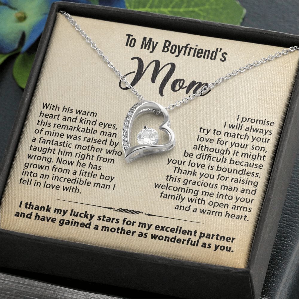 To My Boyfriend's Mom Necklace, Gift for Boyfriend's Mom, Mother's Day Birthday Ideas, Message Card Jewelry Present For BF's Mother #e259 - Image 3