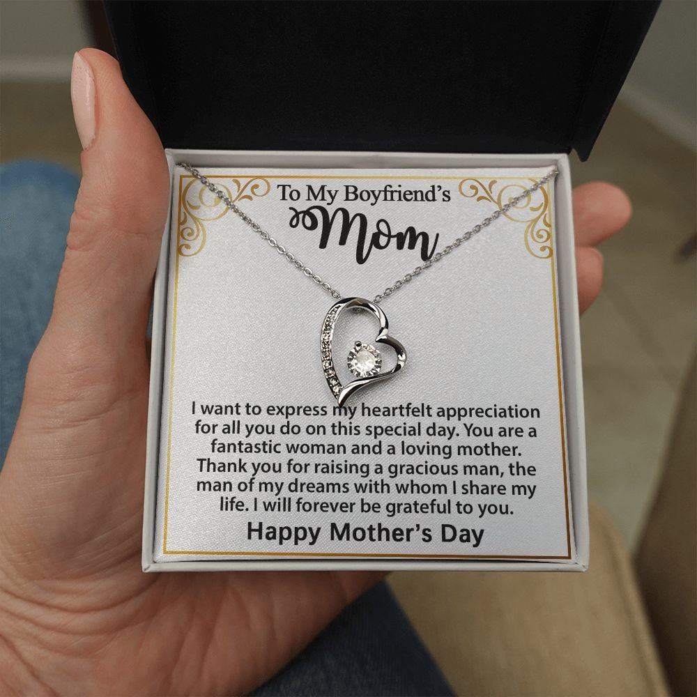 Gift For Boyfriend's Mom - To My Boyfriend's Mom Necklace, Mother's Day Birthday Ideas, Forever Love Jewelry Message Card For BF's Mother #e262 - Image 12