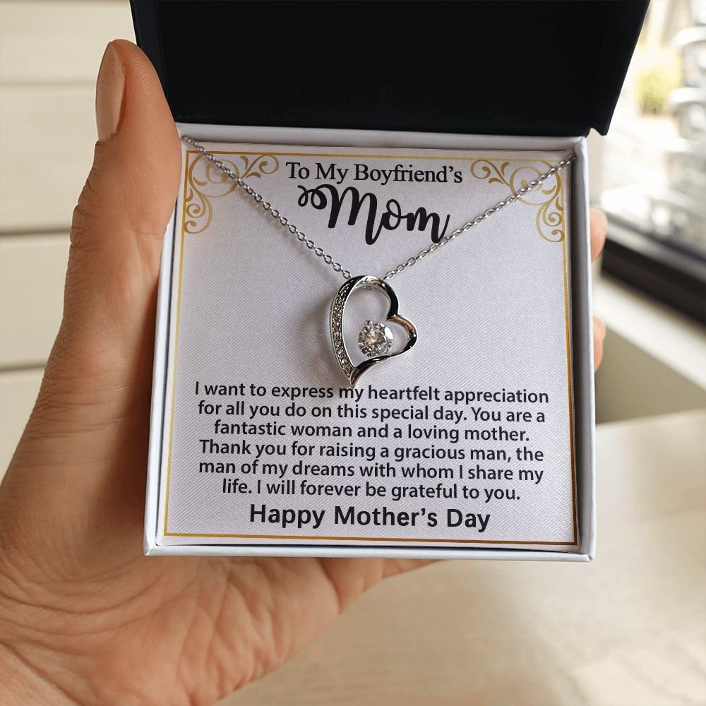 Gift For Boyfriend's Mom - To My Boyfriend's Mom Necklace, Mother's Day Birthday Ideas, Forever Love Jewelry Message Card For BF's Mother #e262 - Image 14