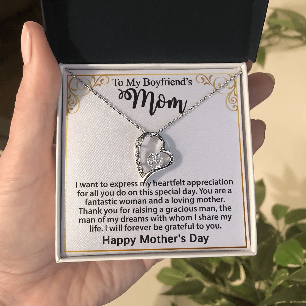 Gift For Boyfriend's Mom - To My Boyfriend's Mom Necklace, Mother's Day Birthday Ideas, Forever Love Jewelry Message Card For BF's Mother #e262 - Image 13