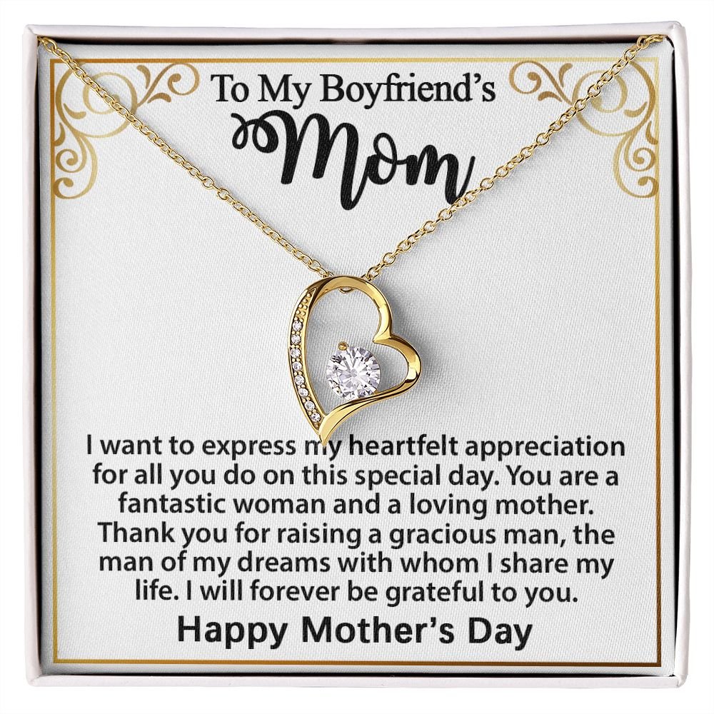 Gift For Boyfriend's Mom - To My Boyfriend's Mom Necklace, Mother's Day Birthday Ideas, Forever Love Jewelry Message Card For BF's Mother #e262 - Image 4