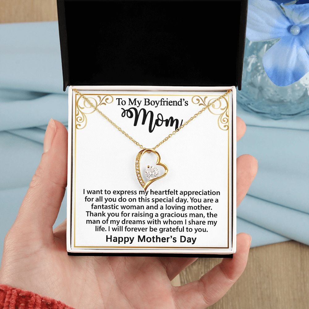 Gift For Boyfriend's Mom - To My Boyfriend's Mom Necklace, Mother's Day Birthday Ideas, Forever Love Jewelry Message Card For BF's Mother #e262 - Image 17