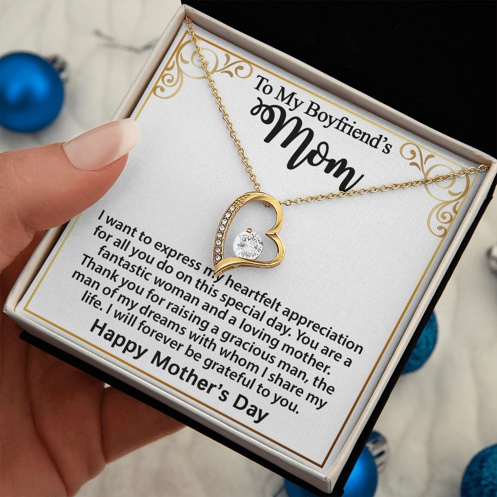 Gift For Boyfriend's Mom - To My Boyfriend's Mom Necklace, Mother's Day Birthday Ideas, Forever Love Jewelry Message Card For BF's Mother #e262 - Image 15