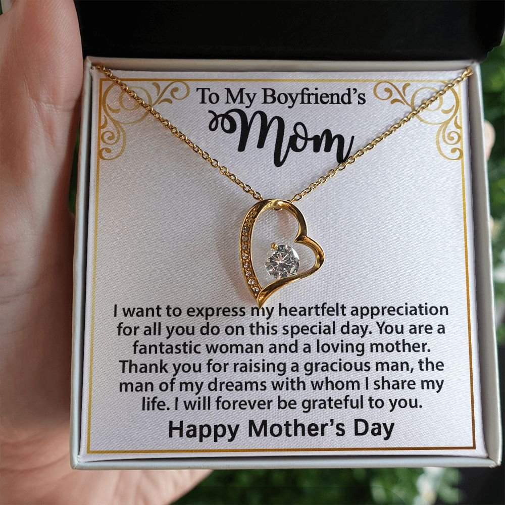 Gift For Boyfriend's Mom - To My Boyfriend's Mom Necklace, Mother's Day Birthday Ideas, Forever Love Jewelry Message Card For BF's Mother #e262 - Image 20