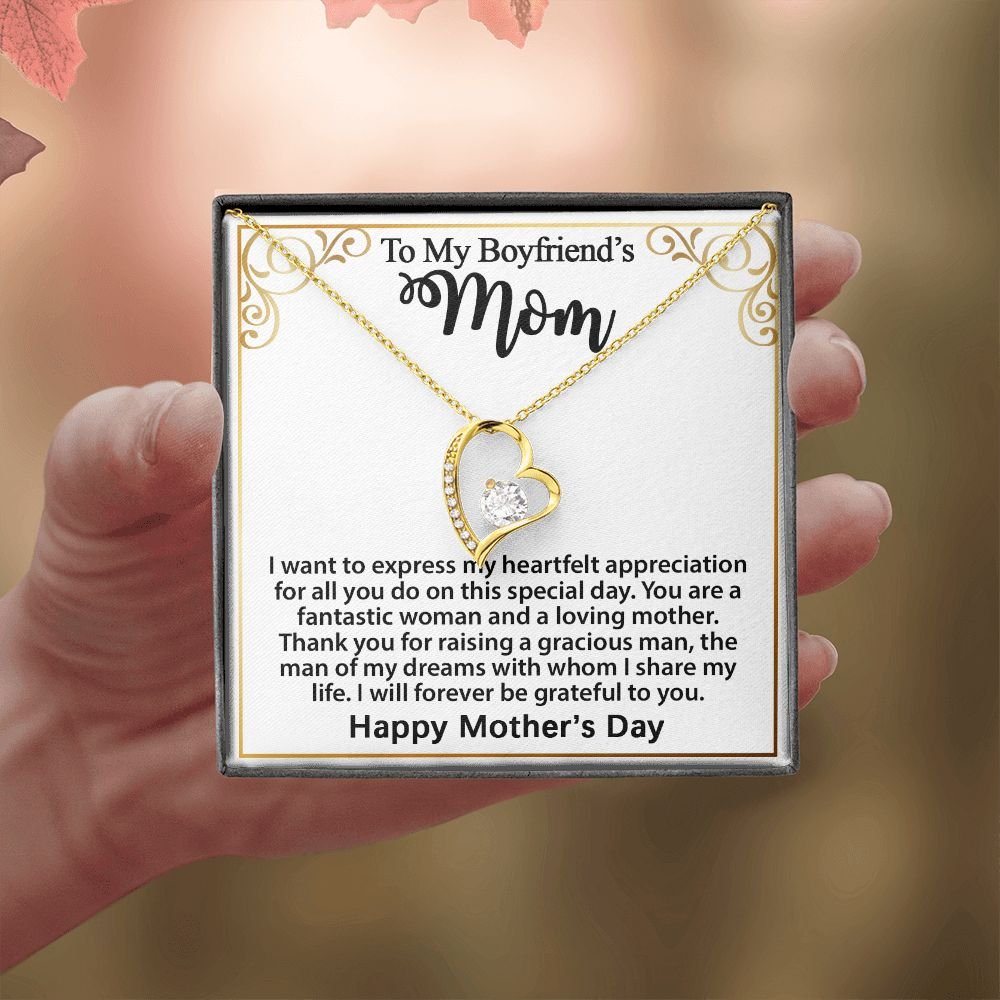 Gift For Boyfriend's Mom - To My Boyfriend's Mom Necklace, Mother's Day Birthday Ideas, Forever Love Jewelry Message Card For BF's Mother #e262 - Image 18