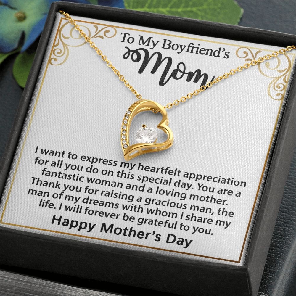 Gift For Boyfriend's Mom - To My Boyfriend's Mom Necklace, Mother's Day Birthday Ideas, Forever Love Jewelry Message Card For BF's Mother #e262 - Image 5