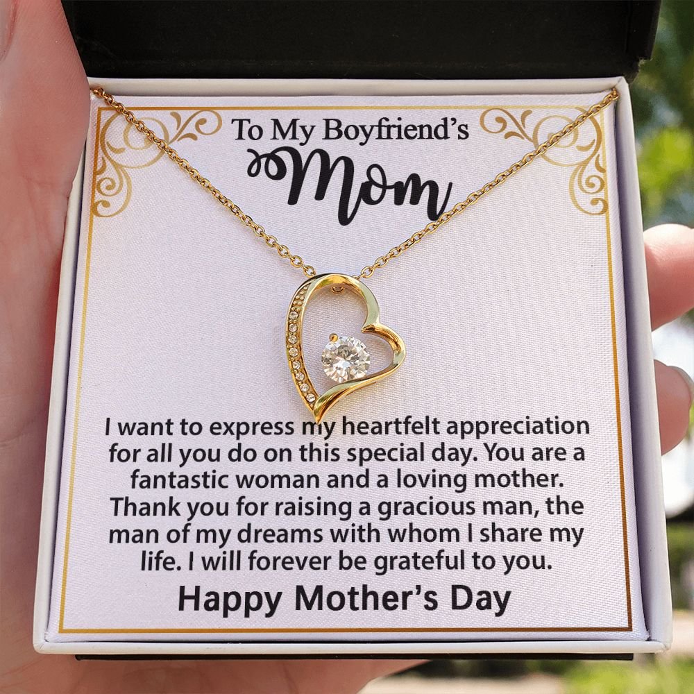 Gift For Boyfriend's Mom - To My Boyfriend's Mom Necklace, Mother's Day Birthday Ideas, Forever Love Jewelry Message Card For BF's Mother #e262 - Image 21