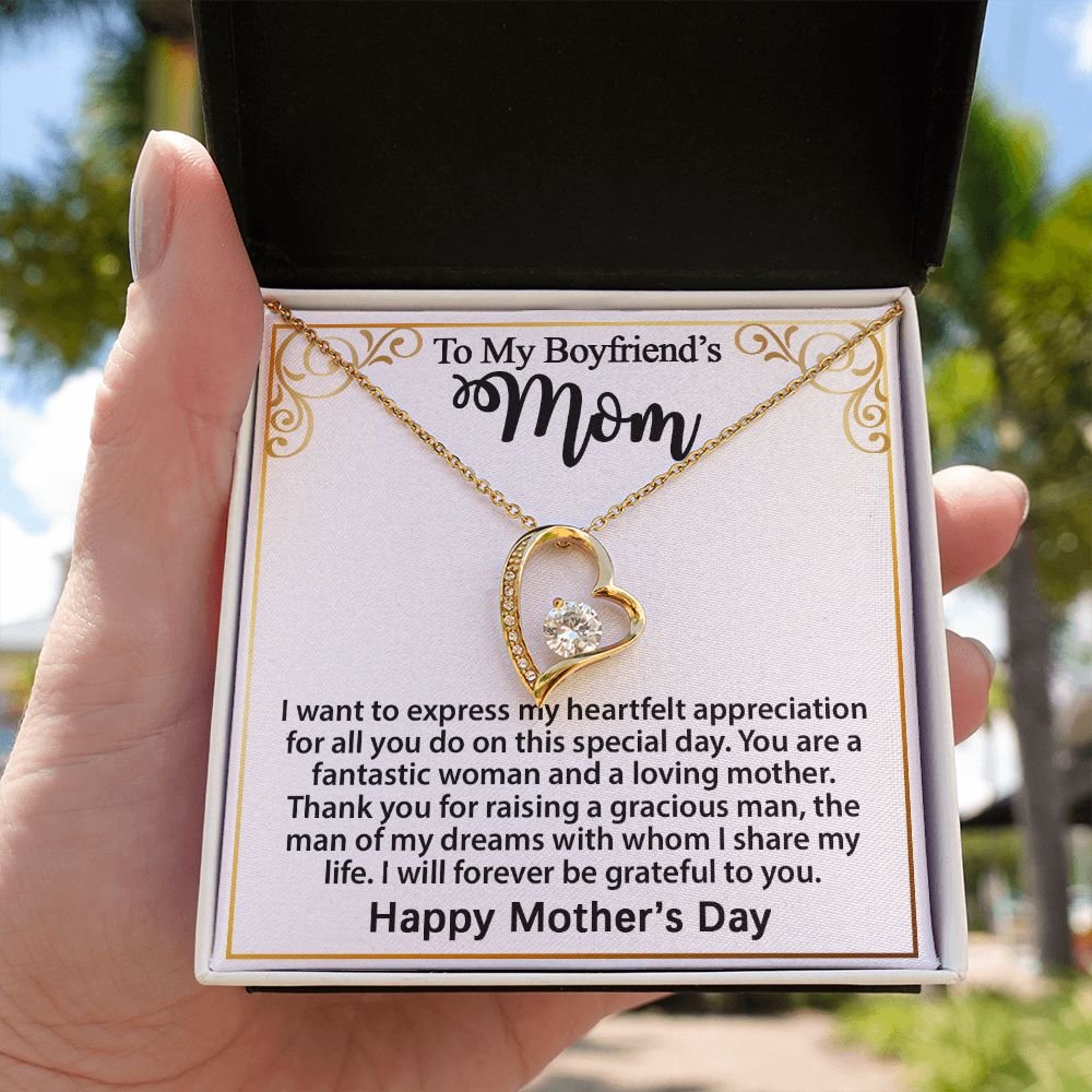 Gift For Boyfriend's Mom - To My Boyfriend's Mom Necklace, Mother's Day Birthday Ideas, Forever Love Jewelry Message Card For BF's Mother #e262 - Image 19