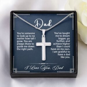 To My Dad Cross Necklace Gift, Father's Day Birthday Christmas Gift Idea #e285