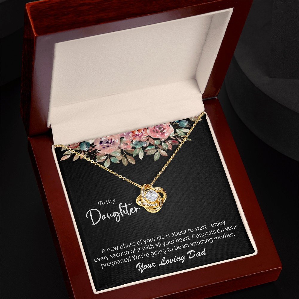 To My Daughter Pregnancy Necklace Gift For Her, 14K White Gold And 18K Yellow Gold Gift For Daughter, Jewelry Custom Gift Card From Dad - Image 9