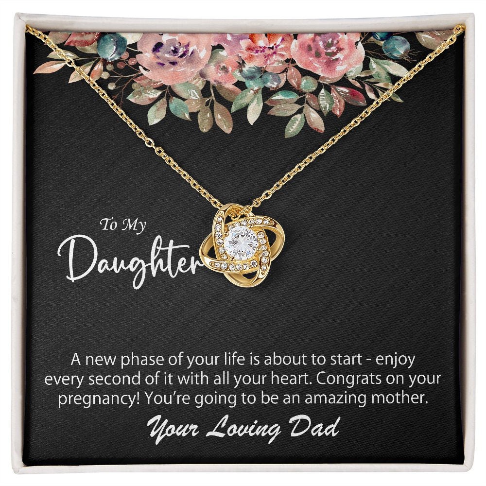 To My Daughter Pregnancy Necklace Gift For Her, 14K White Gold And 18K Yellow Gold Gift For Daughter, Jewelry Custom Gift Card From Dad - Image 6