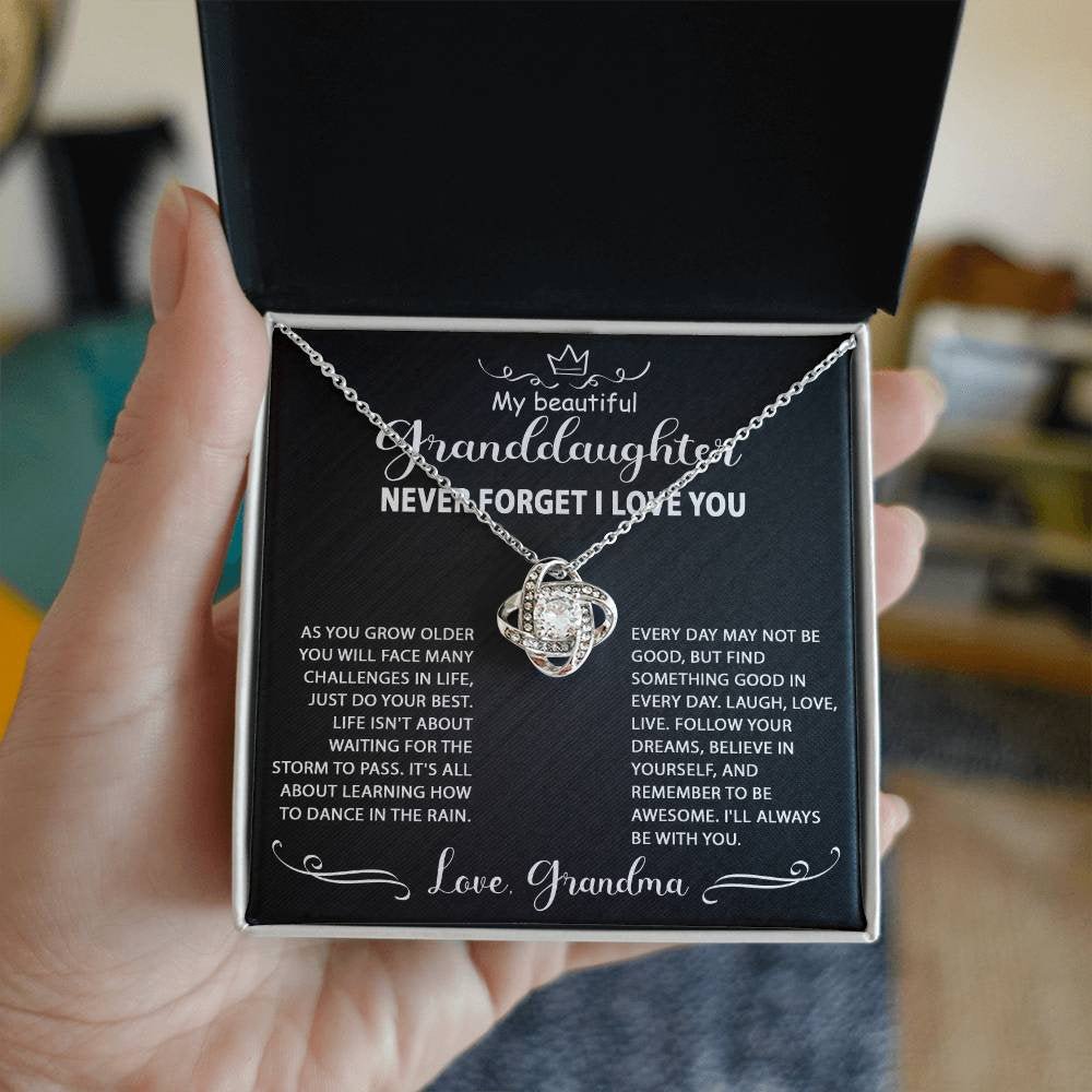 Gifts for Granddaughter: Personalized To My Granddaughter Love Knot Necklace Jewelry Gift For Her Birthday, Graduation, Wedding, Christmas Present From Grandparents. Matched with a thoughtful message card. Make your granddaughter extra special now.