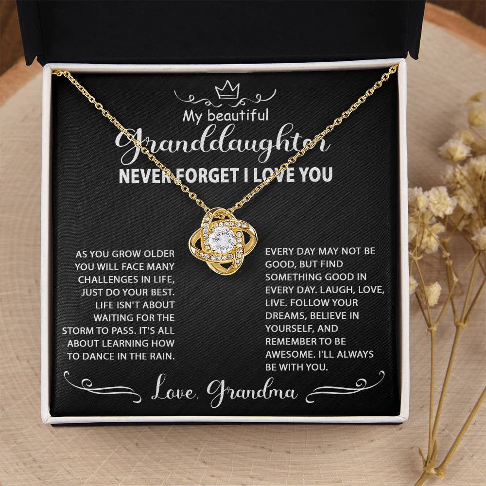 Gifts for Granddaughter: Personalized To My Granddaughter Love Knot Necklace Jewelry Gift For Her Birthday, Graduation, Wedding, Christmas Present From Grandparents. Matched with a thoughtful message card. Make your granddaughter extra special now.
