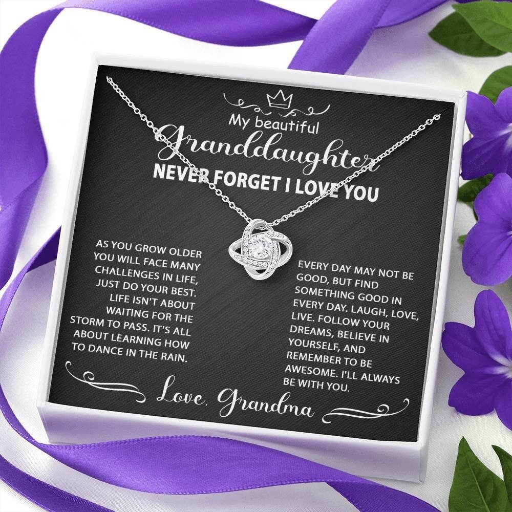 Gifts for Granddaughter: Personalized To My Granddaughter Love Knot Necklace Jewelry Gift For Her Birthday, Graduation, Wedding, Christmas Present From Grandparents. Matched with a thoughtful message card. Make your granddaughter extra special now.
