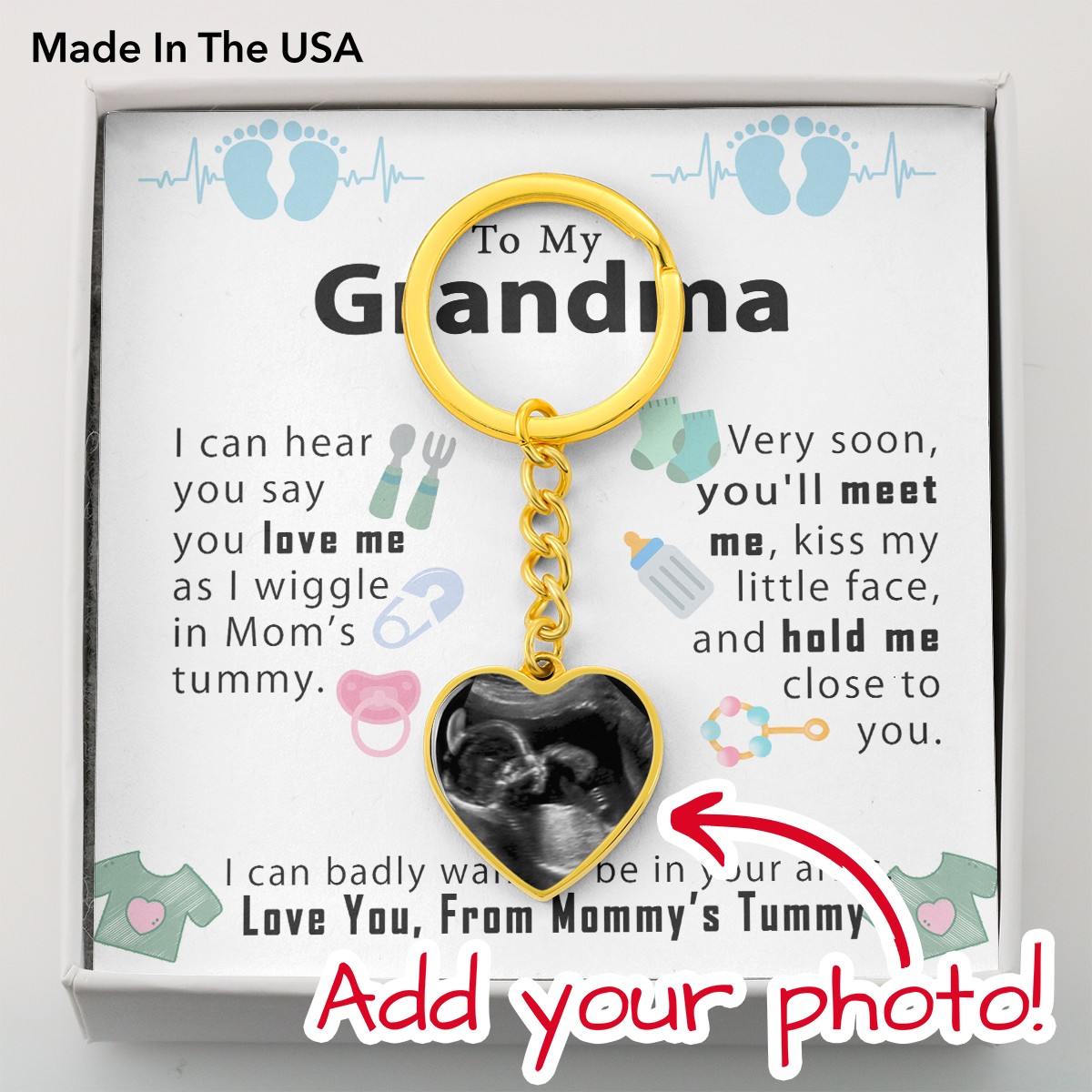 Custom New Grandma Baby Shower Gift - I can hear you say you love me - Engraving Keychain #e208 - Image 4